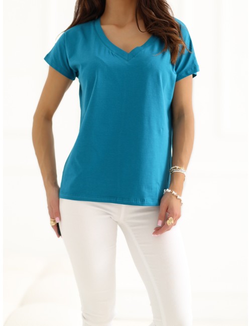 Klasyczny t-shirt basic z dekoltem V Emory