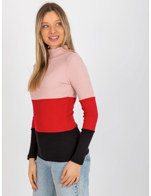 Bluzka basic z golfem w prążek