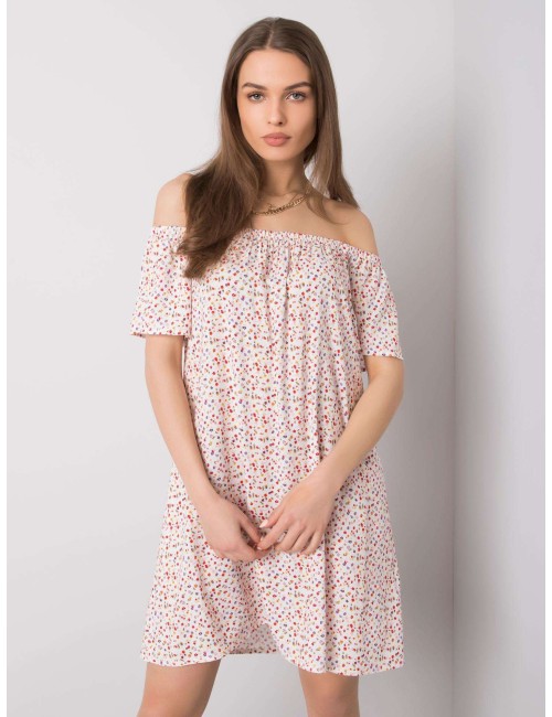 FRESH MADE Biała sukienka hiszpanka we wzory