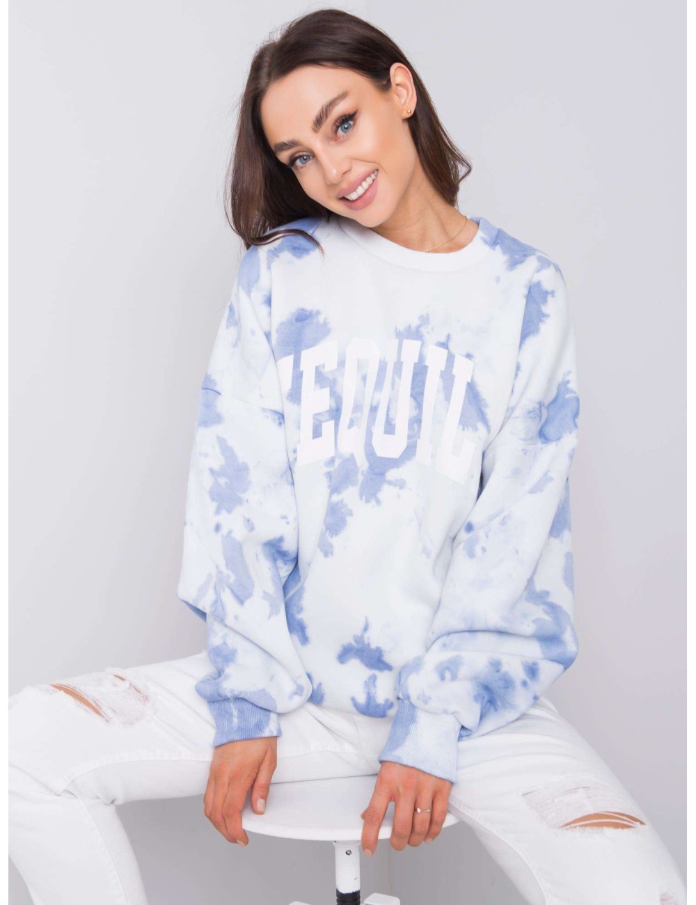 RUE PARIS Niebieska bluza z efektem tie dye