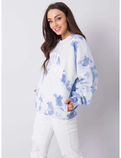 RUE PARIS Niebieska bluza z efektem tie dye