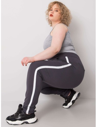 Spodnie dresowe plus size z lampasami