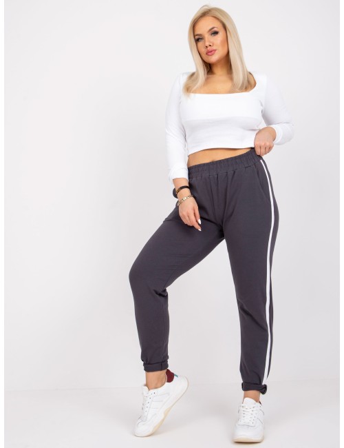 Spodnie dresowe plus size z lampasami