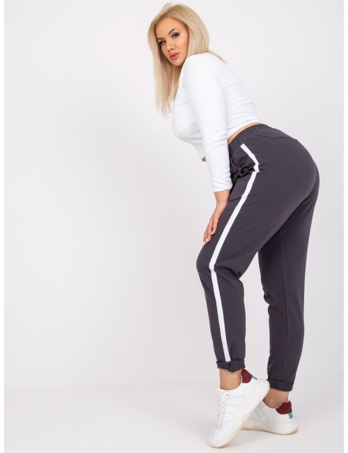 Spodnie dresowe plus size z lampasami
