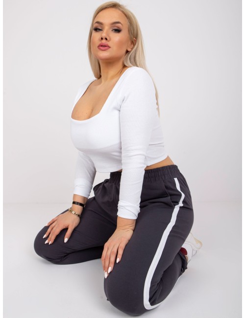 Spodnie dresowe plus size z lampasami