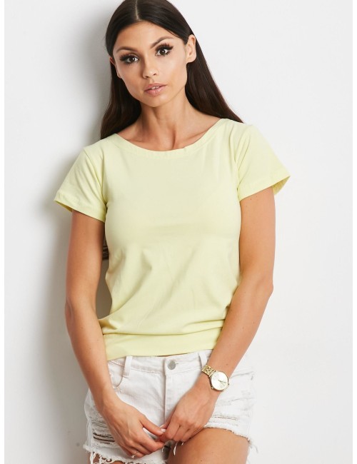 T-shirt żółty z wycięciem i wiązaniem na plecach