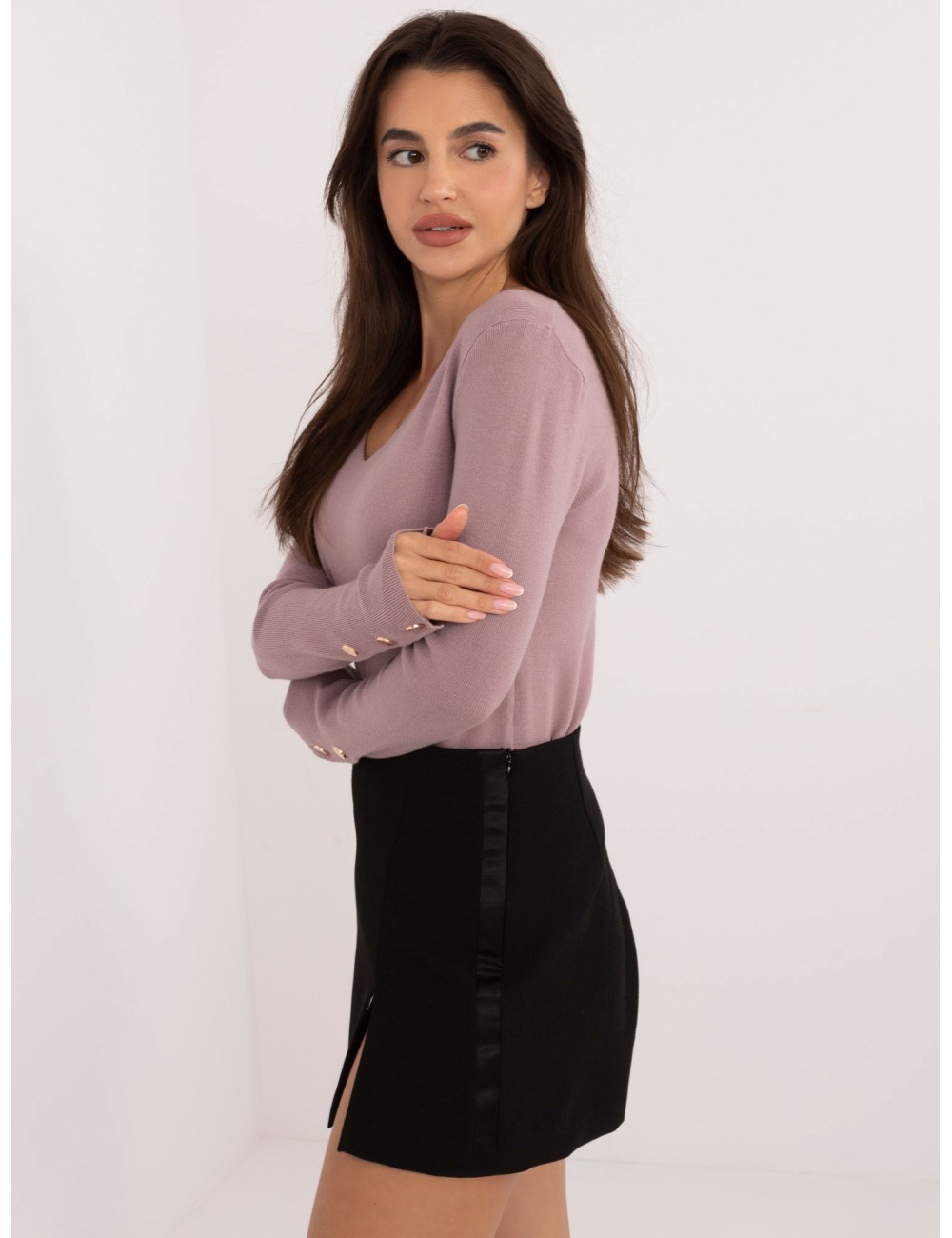 Sweter-AT-SW-2334.49-ciemny różowy