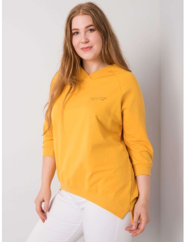 Żółta bluza plus size z dekoltem V
