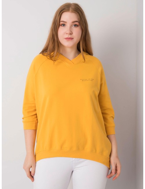 Żółta bluza plus size z dekoltem V