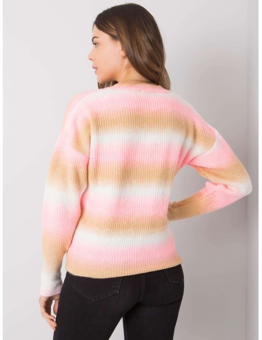 RUE PARIS Różowo-beżowy sweter damski