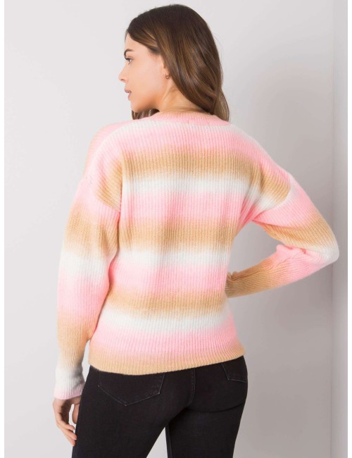 RUE PARIS Różowo-beżowy sweter damski