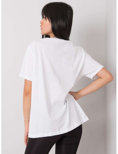 T-shirt z napisem i aplikacją