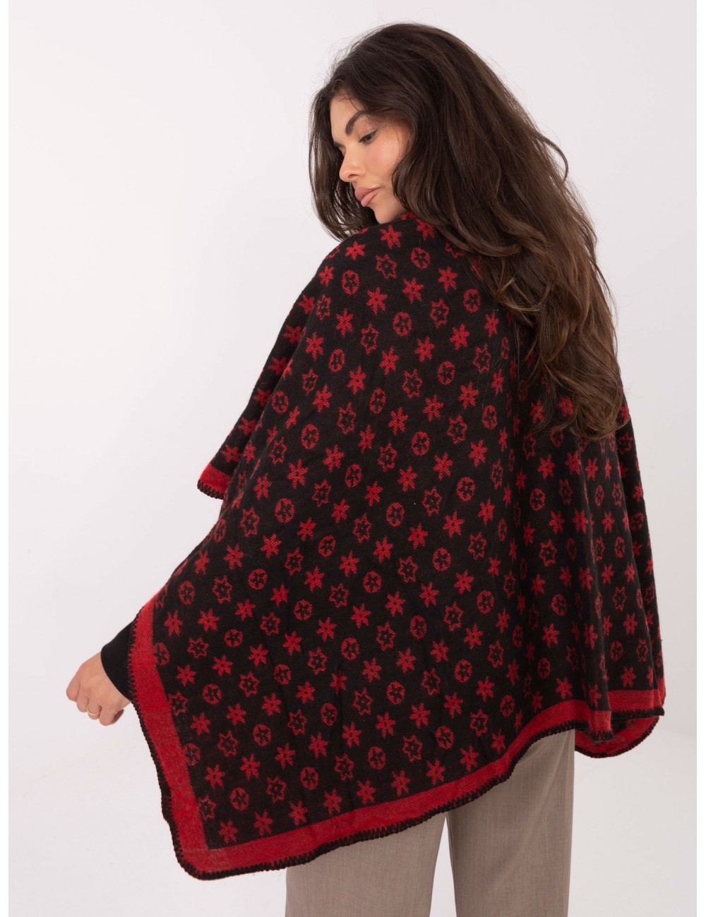 Poncho-AT-PN-7661.89-szaro-różowy