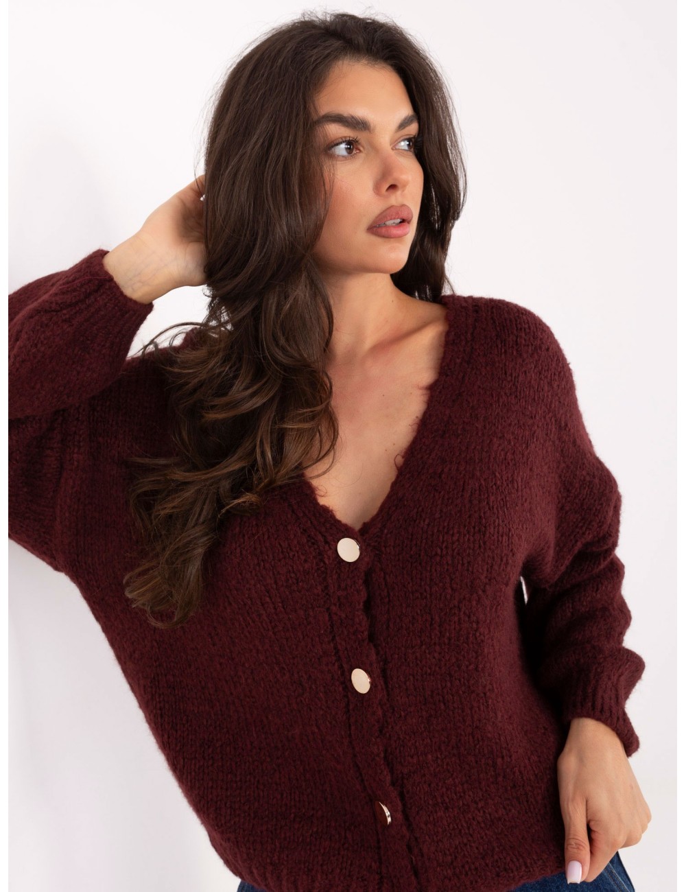 Sweter-MI-SW-0309.89-ciemny brązowy