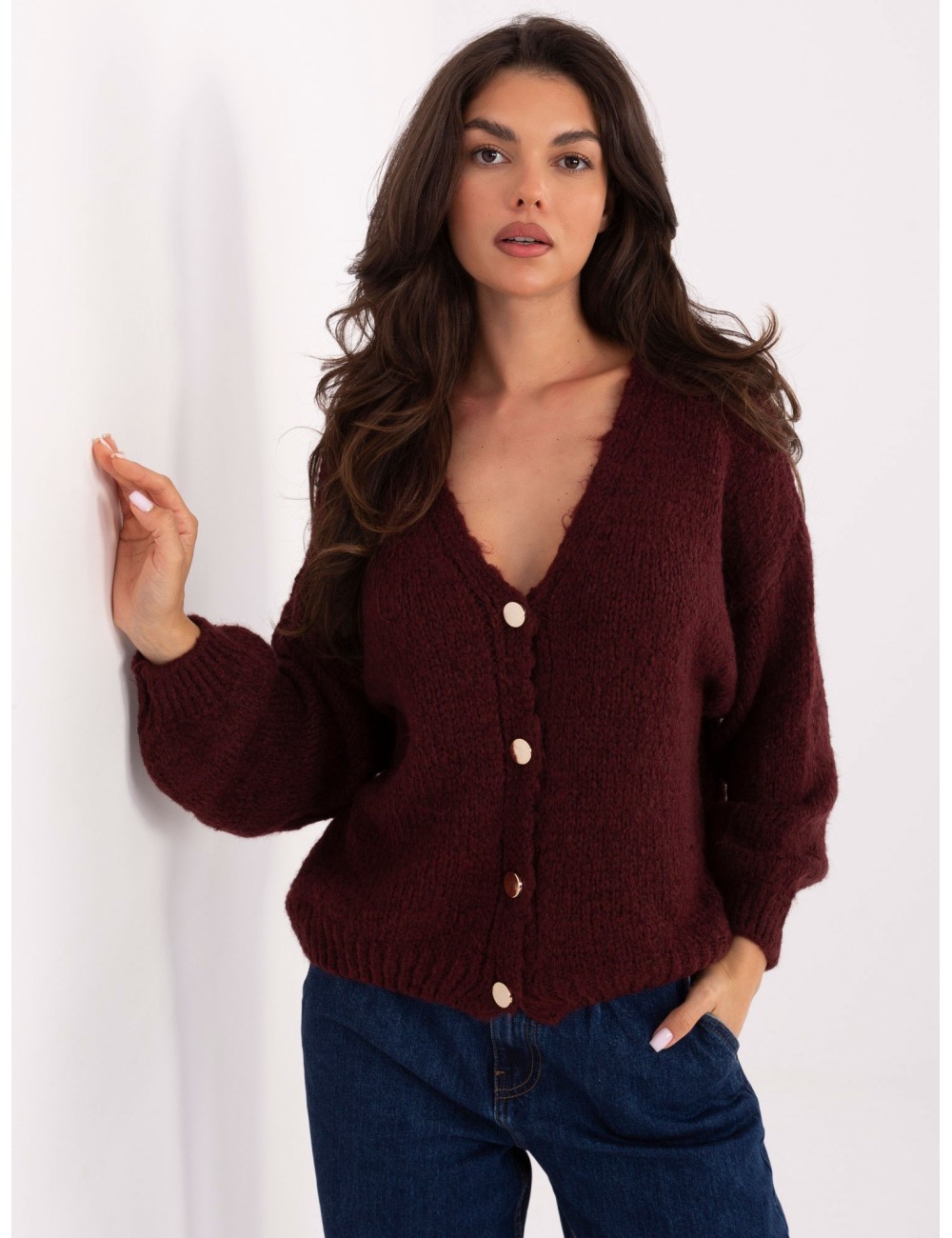 Sweter-MI-SW-0309.89-ciemny brązowy