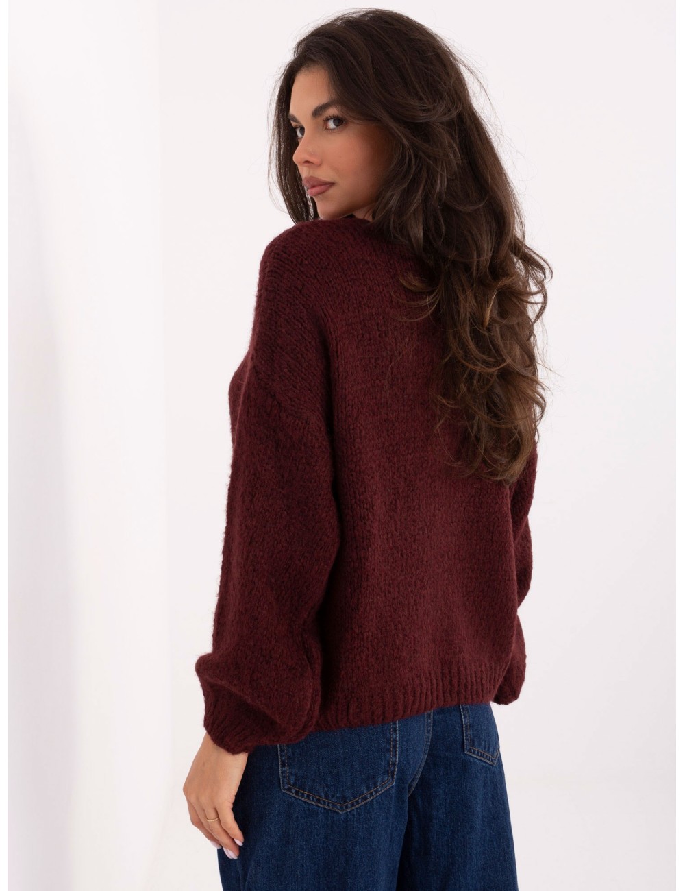 Sweter-MI-SW-0309.89-ciemny brązowy