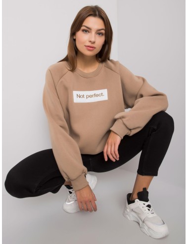 Jasnobeżowa bawełniana bluza bez kaptura