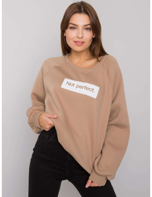Jasnobeżowa bawełniana bluza bez kaptura