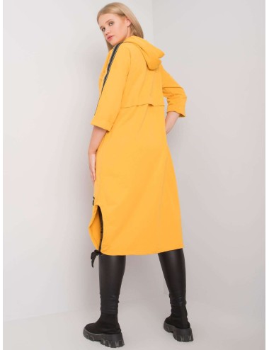 Żółta długa bluza plus size z kapturem