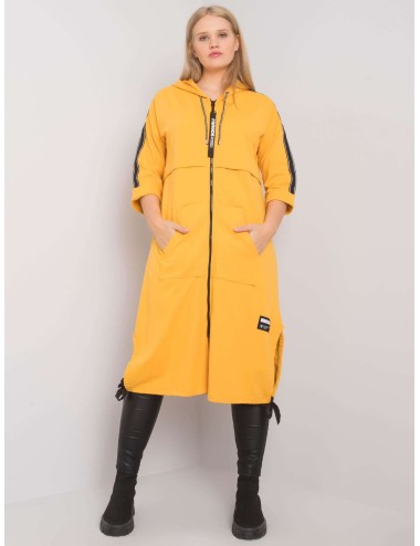 Żółta długa bluza plus size z kapturem