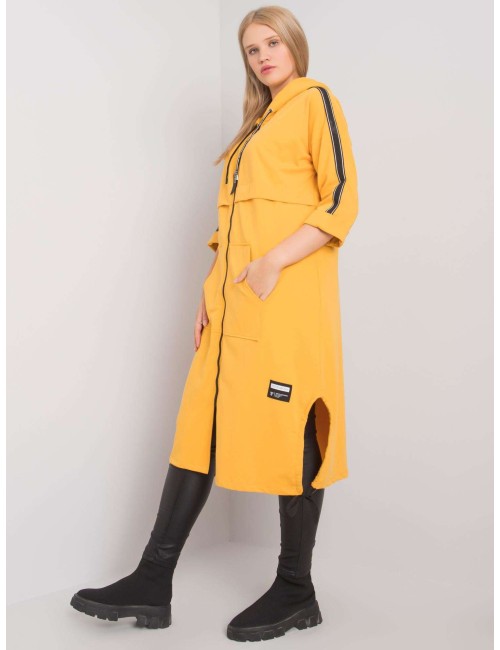 Żółta długa bluza plus size z kapturem