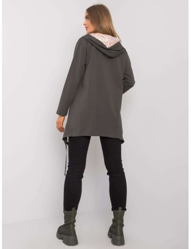 Khaki bluza na suwak z kieszeniami