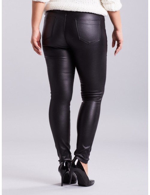 Woskowane spodnie czarne PLUS SIZE