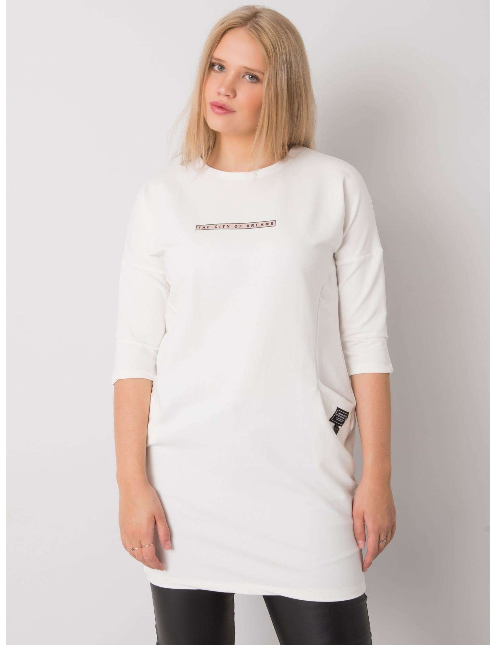 Brudnoróżowa bawełniana sukienka plus size