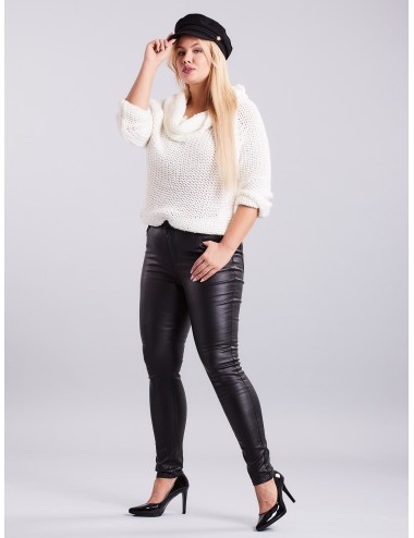 Woskowane spodnie czarne PLUS SIZE