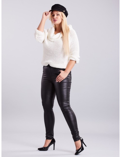 Woskowane spodnie czarne PLUS SIZE